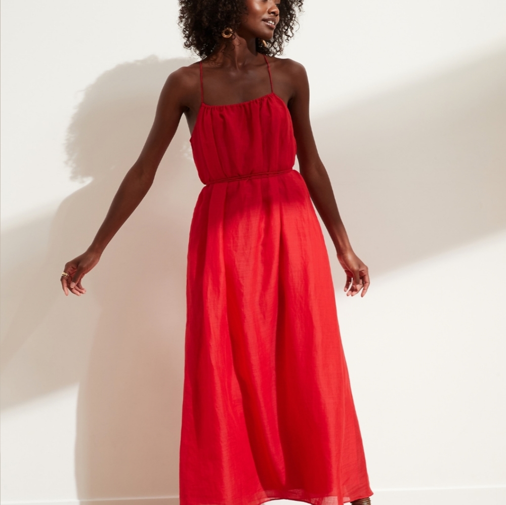Gorgeous Ramie Gathered Maxi Dress